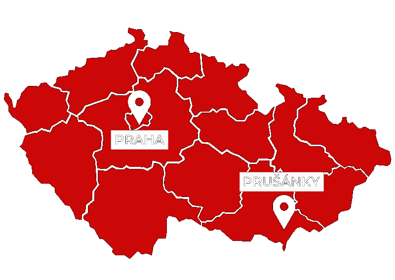 Karte der Tschechischen Republik mit Special-Turbo-Niederlassungen – Prag und Prušánky