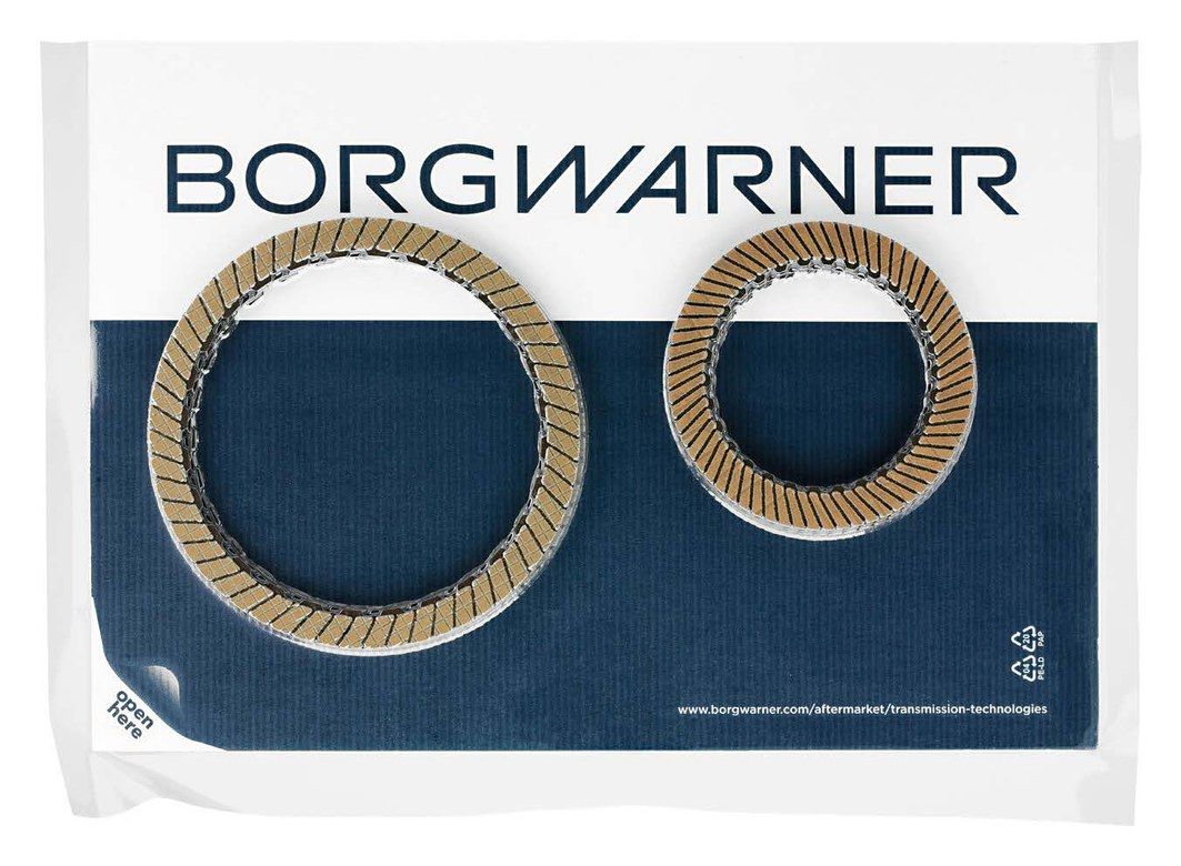 Verpackung eines BorgWarner Reiblamellensatzes mit zwei Lamellen